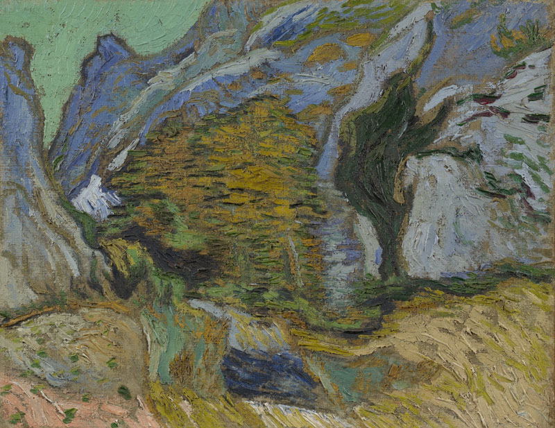 A001374《沟壑里的小溪》荷兰画家文森特·梵高高清作品 油画-第1张