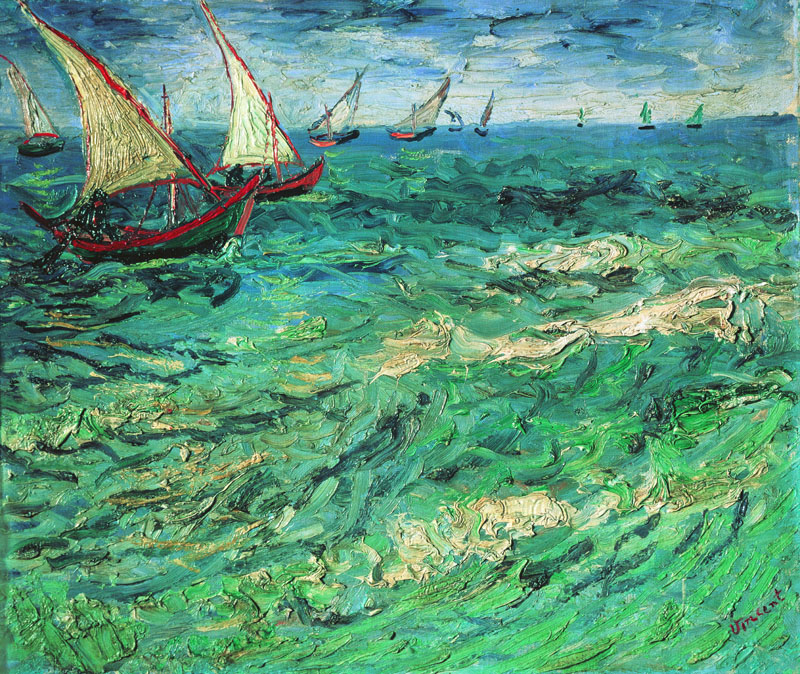 A001376《海景帆船》荷兰画家文森特·梵高高清作品 油画-第1张