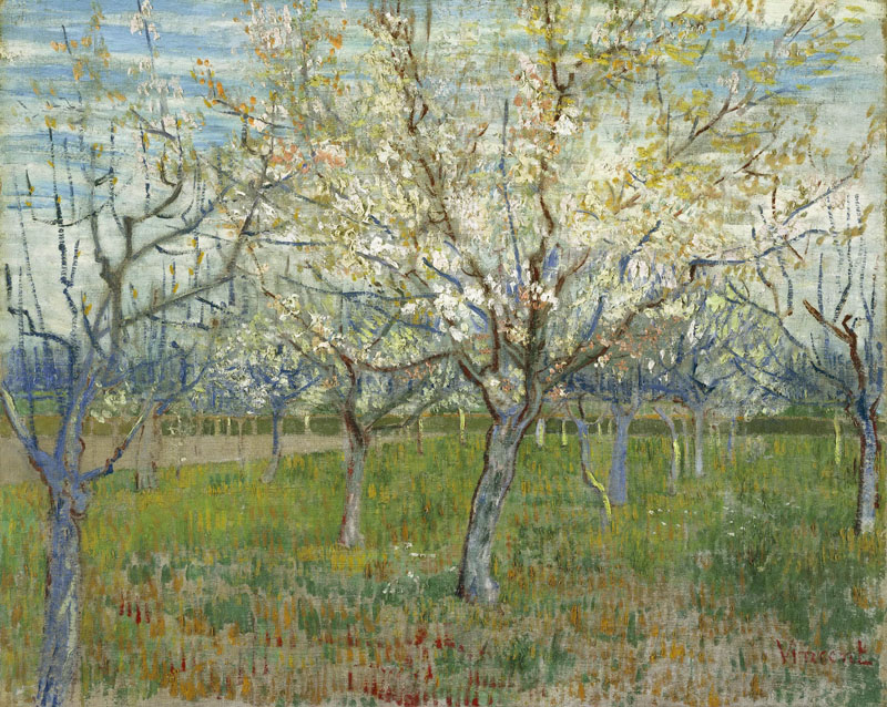 A001382《花园盛开的杏树》荷兰画家文森特·梵高高清作品 油画-第1张
