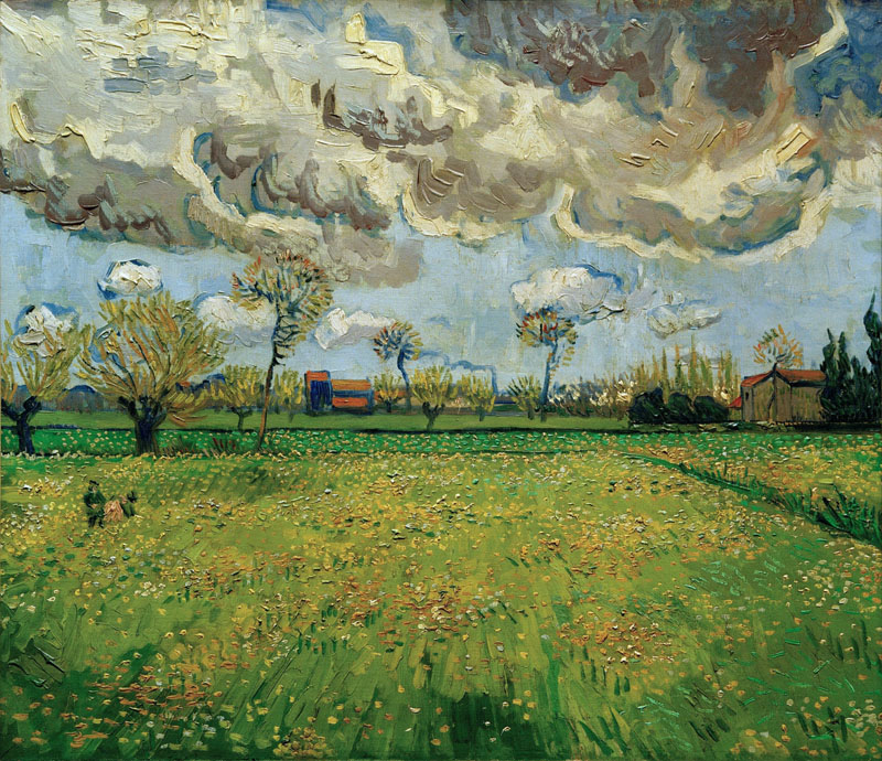 A001410《流动天空下的风景》荷兰画家文森特·梵高高清作品 油画-第1张