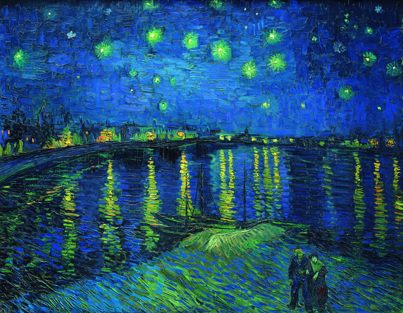 A001412《罗纳河上的星夜》荷兰画家文森特·梵高高清作品 油画-第1张