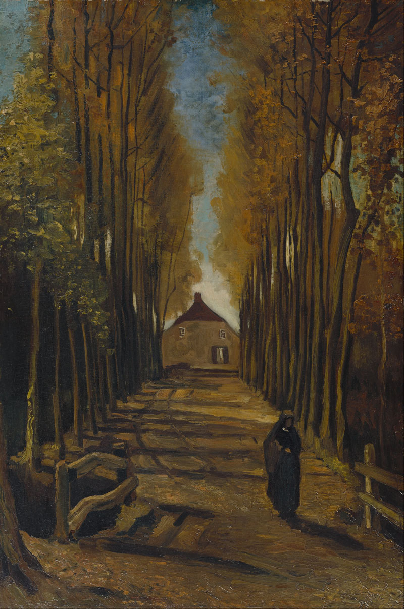 A001449《秋季杨树大道》荷兰画家文森特·梵高高清作品 油画-第1张