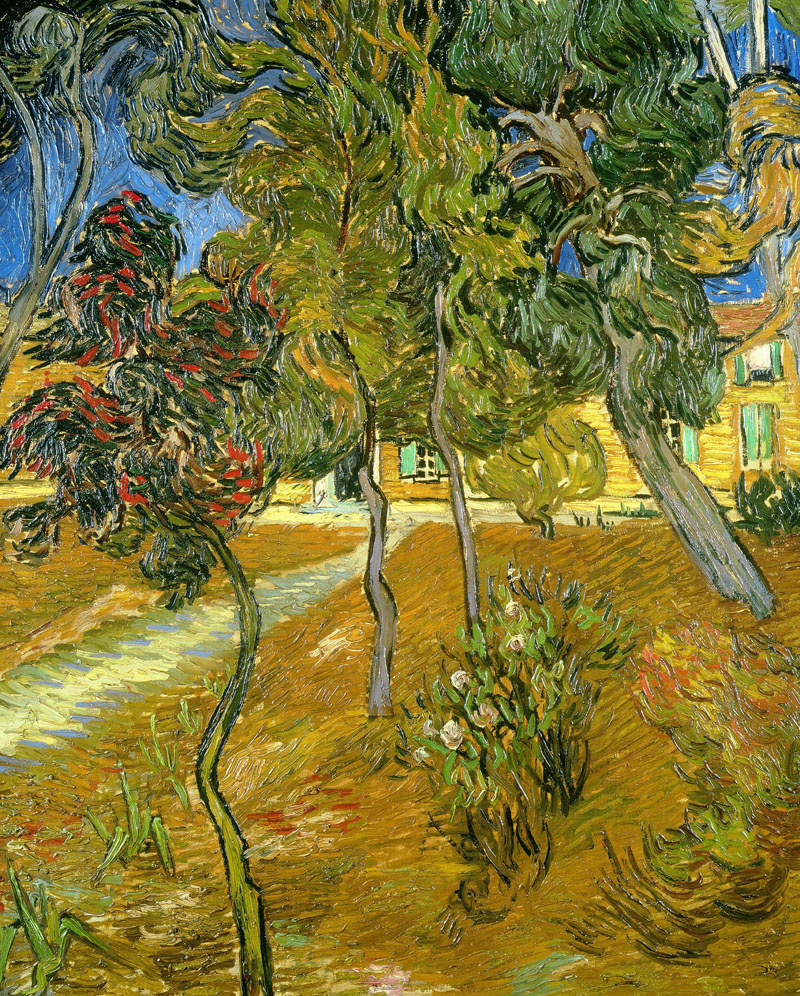 A001468《保罗医院花园里的树》荷兰画家文森特·梵高高清作品 油画-第1张