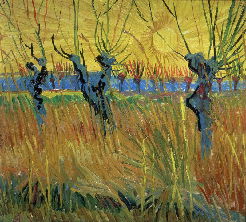 A001494《夕阳下修剪过的柳树》荷兰画家文森特·梵高高清作品 油画-第1张