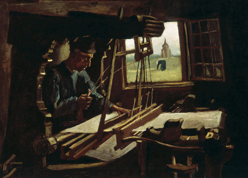 A001510《一扇打开的窗边的织工》荷兰画家文森特·梵高高清作品 油画-第1张