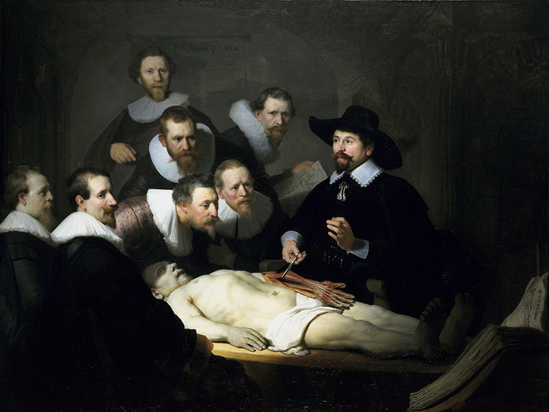 A005004《杜尔博士的解剖学课》荷兰画家伦勃朗高清作品 油画-第1张