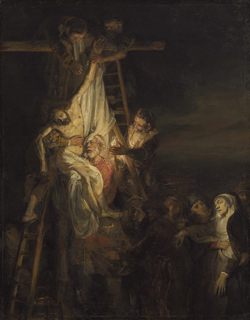 A005046《被解下十字架的基督》荷兰画家伦勃朗高清作品 油画-第1张