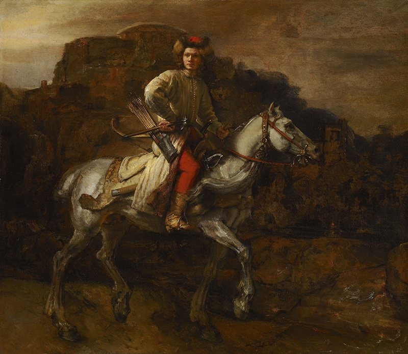 A005168《波兰骑马者》荷兰画家伦勃朗高清作品 油画-第1张