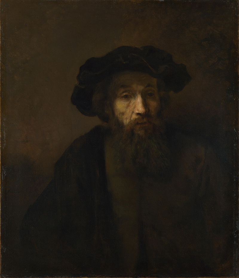A005170《留着大胡子的男人》荷兰画家伦勃朗高清作品 油画-第1张