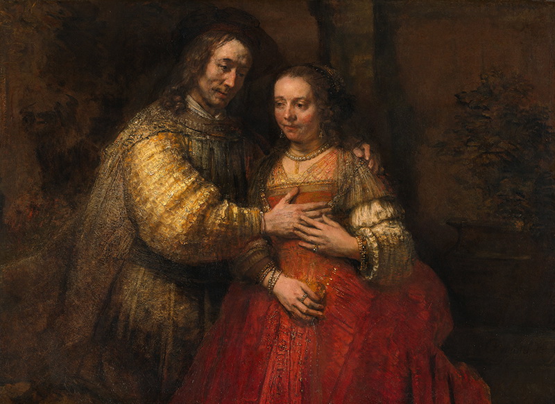 A005195《犹太新娘》荷兰画家伦勃朗高清作品 油画-第1张