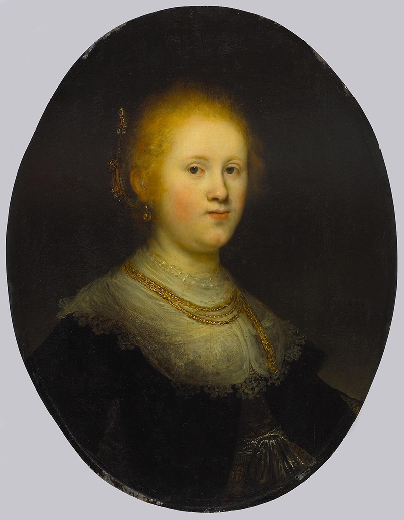 A005215《一个年轻女人的肖像》荷兰画家伦勃朗高清作品 油画-第1张