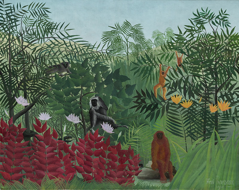 A020026《有猿和蛇的热带森林》法国画家亨利·卢梭高清作品 油画-第1张