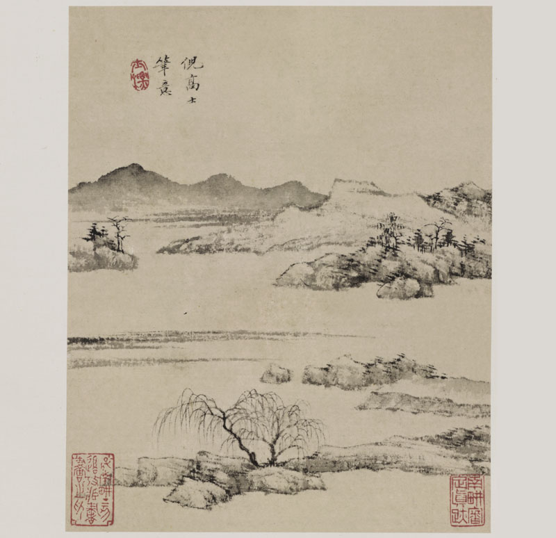 B2004011《山水十开册页三》清代画家查士标高清作品 清代-第1张