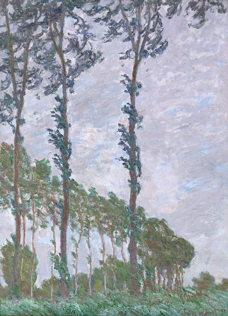 A002018《杨树，风效应》法国画家克劳德·莫奈高清作品 油画-第1张