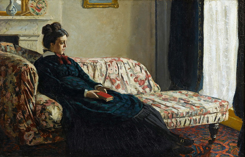 A002078《冥想（莫奈夫人在沙发上）》法国画家克劳德·莫奈高清作品 油画-第1张
