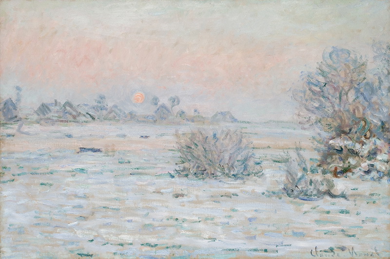 A002083《Lavacourt的冬日阳光》法国画家克劳德·莫奈高清作品 油画-第1张