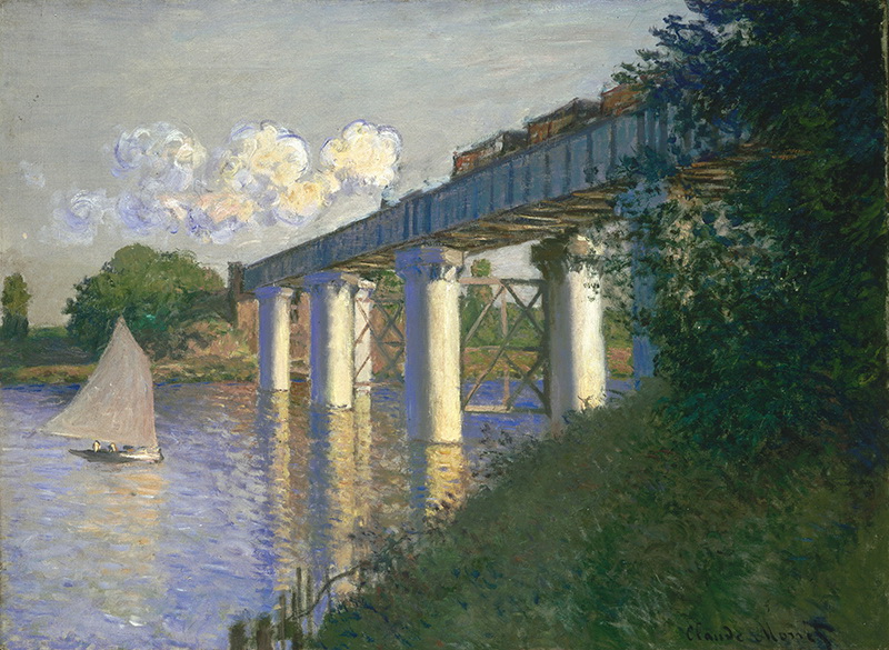 A002087《阿让特伊的铁路桥》法国画家克劳德·莫奈高清作品 油画-第1张