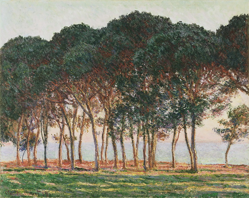 A002095《在一天结束时的松树下》法国画家克劳德·莫奈高清作品 油画-第1张