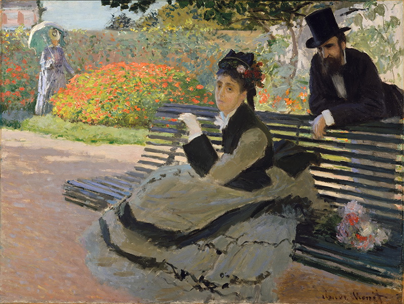 A002120《莫奈夫人坐在公园长椅上》法国画家克劳德·莫奈高清作品 油画-第1张
