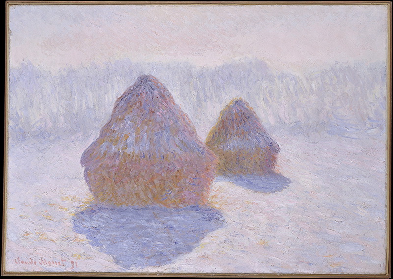 A002124《雪和阳光下的稻草堆》法国画家克劳德·莫奈高清作品 油画-第1张