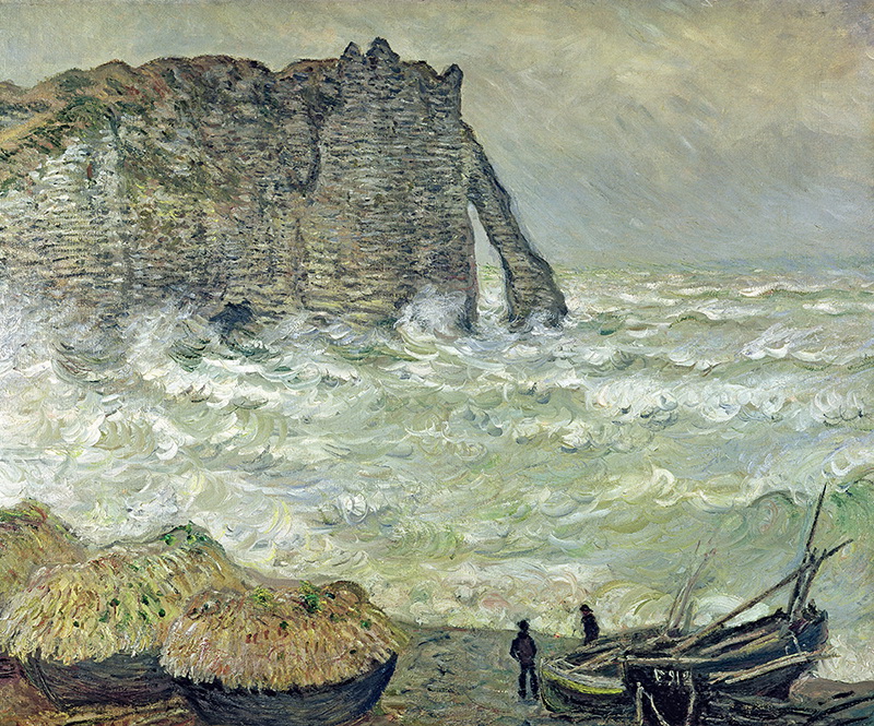 A002144《波涛汹涌的埃特尔塔海岸》法国画家克劳德·莫奈高清作品 油画-第1张