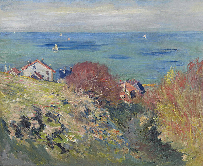 A002162《海边山坡上的房子》法国画家克劳德·莫奈高清作品 油画-第1张