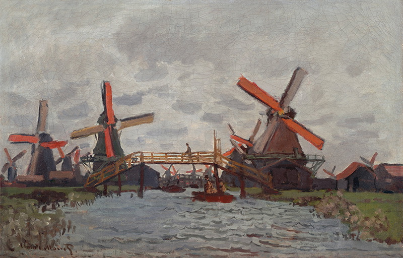A002194《扎丹附近的风车》法国画家克劳德·莫奈高清作品 油画-第1张