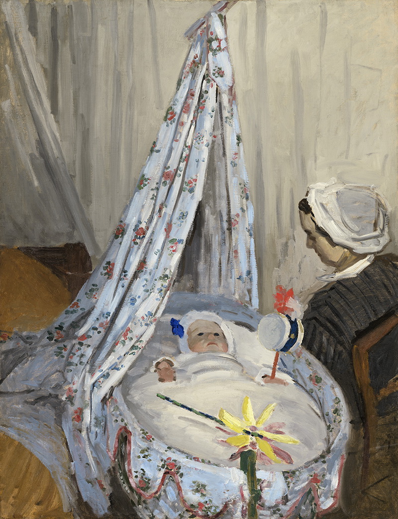 A002243《卡米尔和摇篮中的儿子》法国画家克劳德·莫奈高清作品 油画-第1张