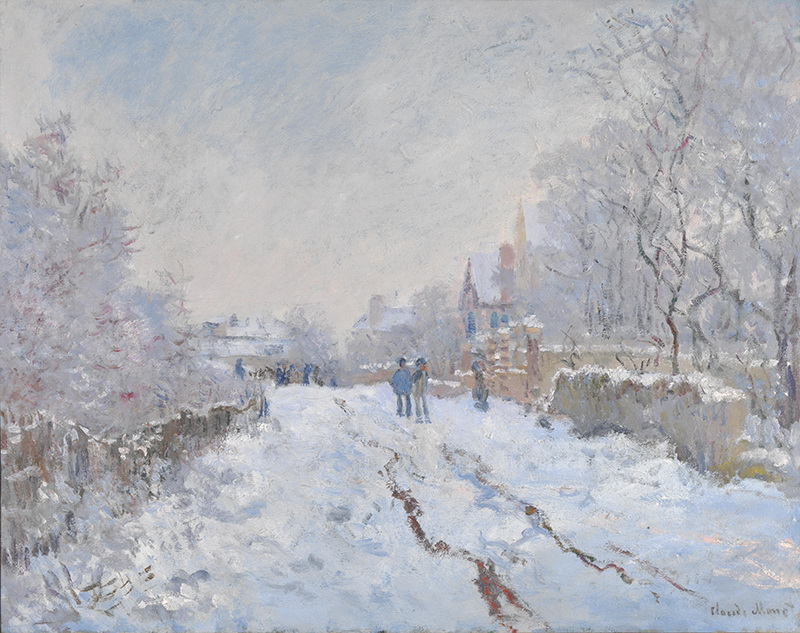 A002272《阿让特伊的雪景》法国画家克劳德·莫奈高清作品 油画-第1张