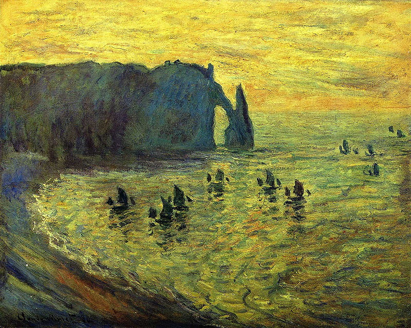 A002328《埃特雷塔的礁石》法国画家克劳德·莫奈高清作品 油画-第1张