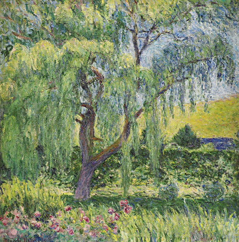 A002333《吉维尼的垂柳和玫瑰》法国画家克劳德·莫奈高清作品 油画-第1张
