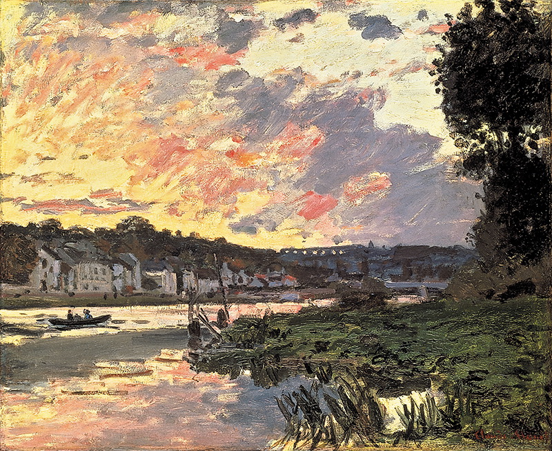 A002338《晚上在布吉瓦尔的塞纳河》法国画家克劳德·莫奈高清作品 油画-第1张