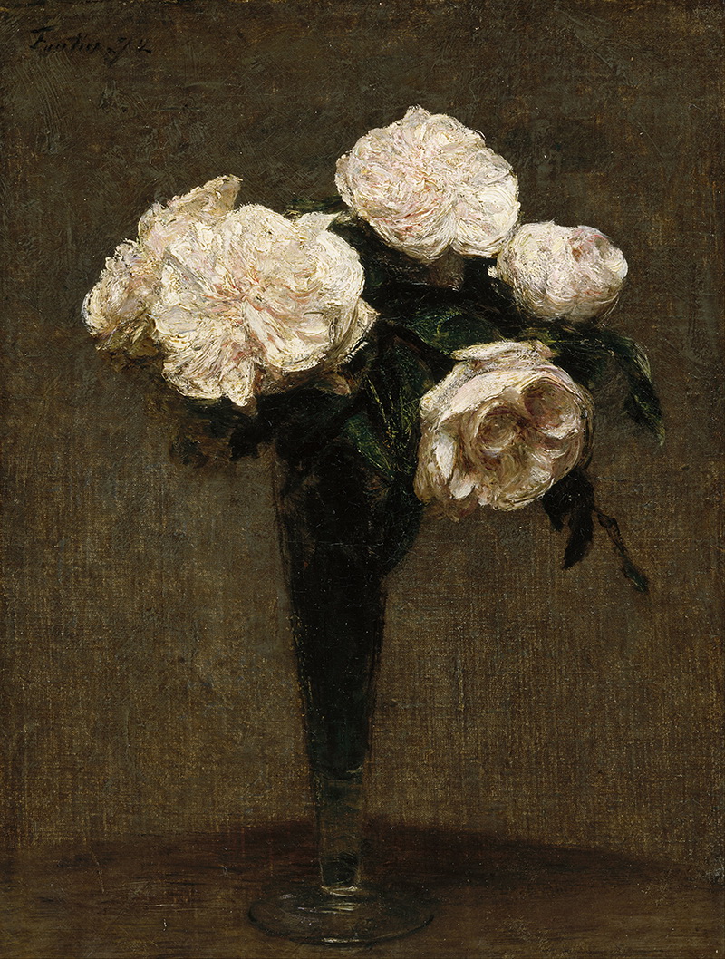 A010007《花瓶里的玫瑰》法国画家方丹·拉图尔高清作品 油画-第1张