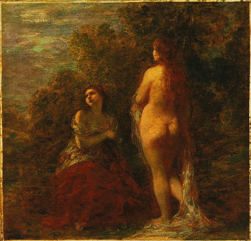 A010016《野外的两个女人》法国画家方丹·拉图尔高清作品 油画-第1张