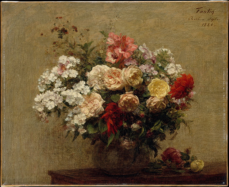 A010028《夏季花朵》法国画家方丹·拉图尔高清作品 油画-第1张