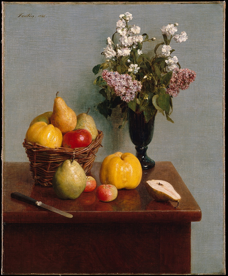 A010031《鲜花与水果》法国画家方丹·拉图尔高清作品 油画-第1张