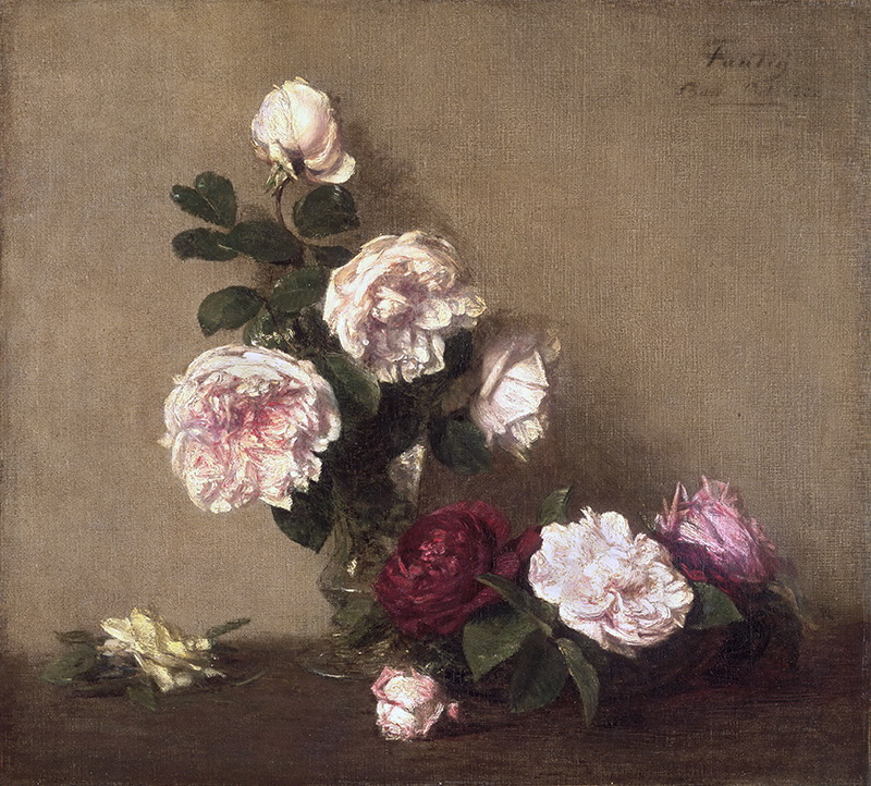 A010036《玫瑰花》法国画家方丹·拉图尔高清作品 油画-第1张