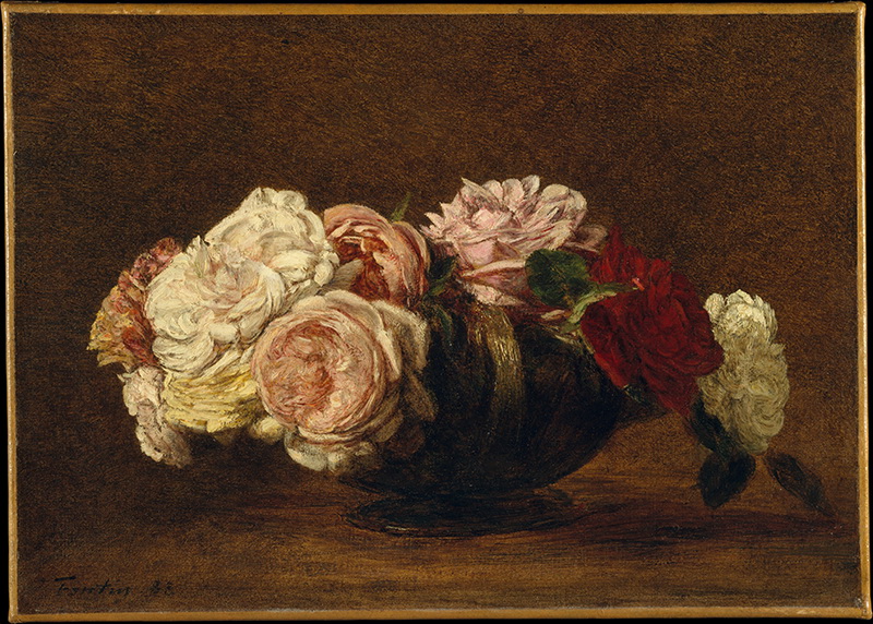 A010039《罐子里的玫瑰》法国画家方丹·拉图尔高清作品 油画-第1张