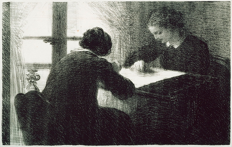 A010041《纺织女工》法国画家方丹·拉图尔高清作品 油画-第1张