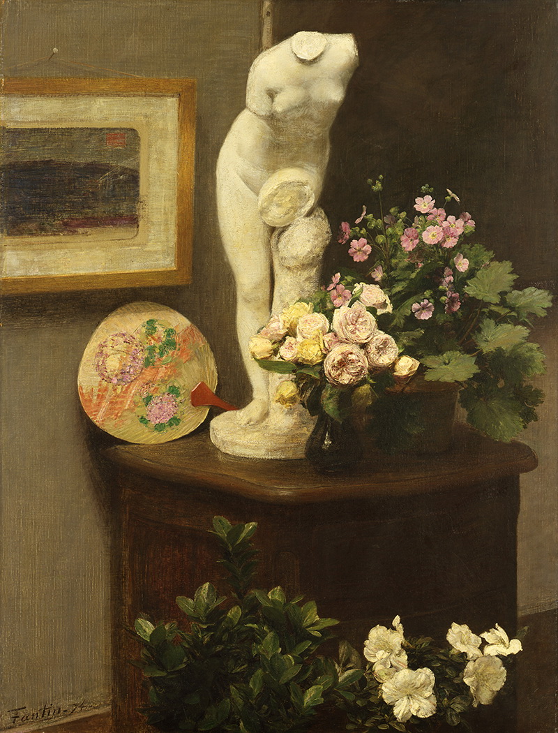 A010043《雕塑和鲜花》法国画家方丹·拉图尔高清作品 油画-第1张