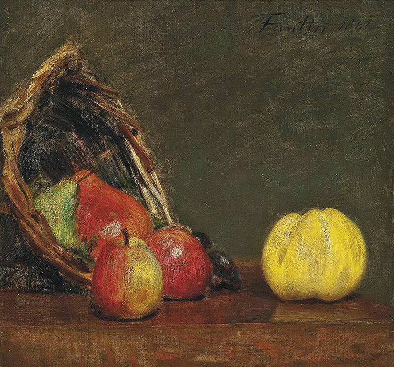 A010045《水果和篮子》法国画家方丹·拉图尔高清作品 油画-第1张