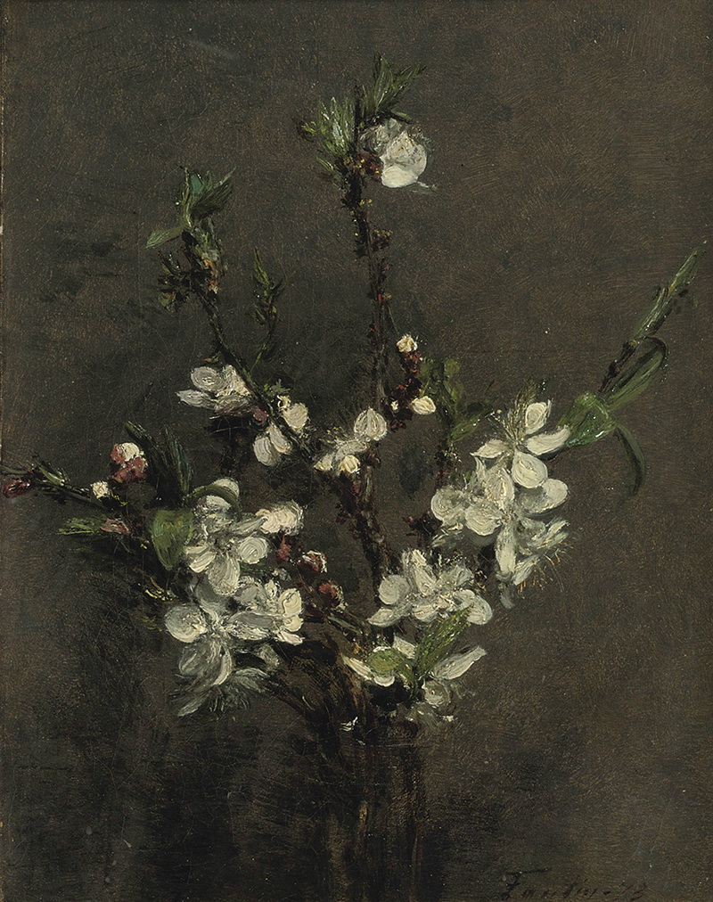 A010049《玻璃瓶里的鲜花》法国画家方丹·拉图尔高清作品 油画-第1张