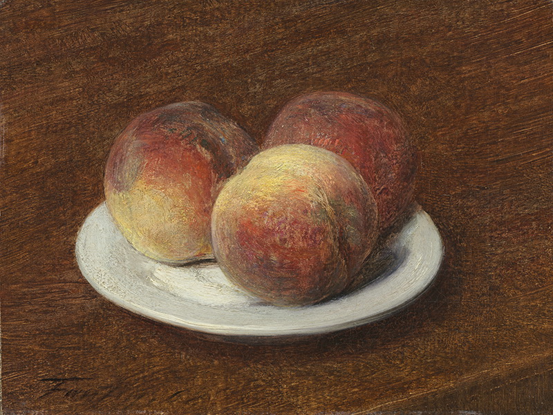 A010060《盘子里的三個桃子》法国画家方丹·拉图尔高清作品 油画-第1张