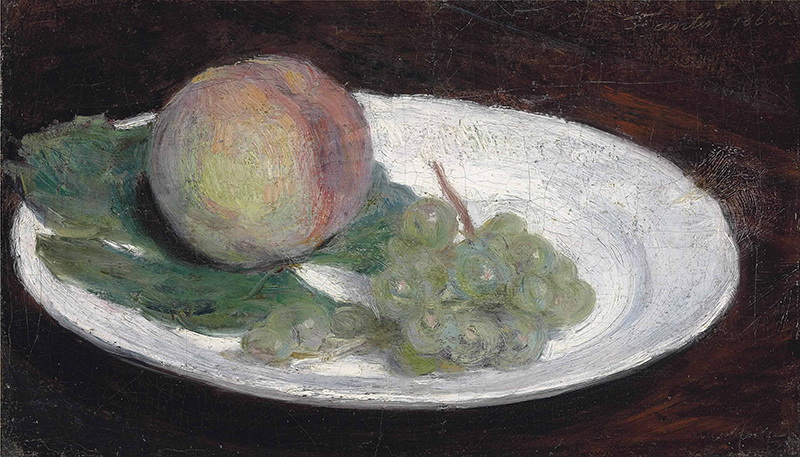 A010064《盘子里的桃子》法国画家方丹·拉图尔高清作品 油画-第1张