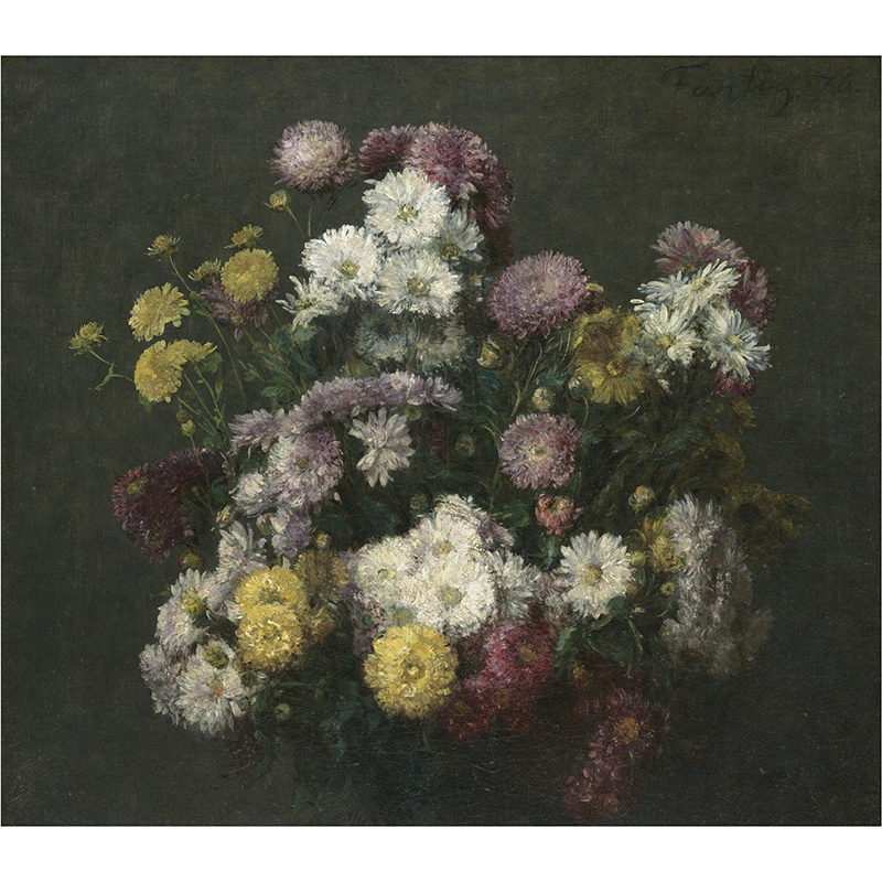 A010076《鲜花，菊花》法国画家方丹·拉图尔高清作品 油画-第1张
