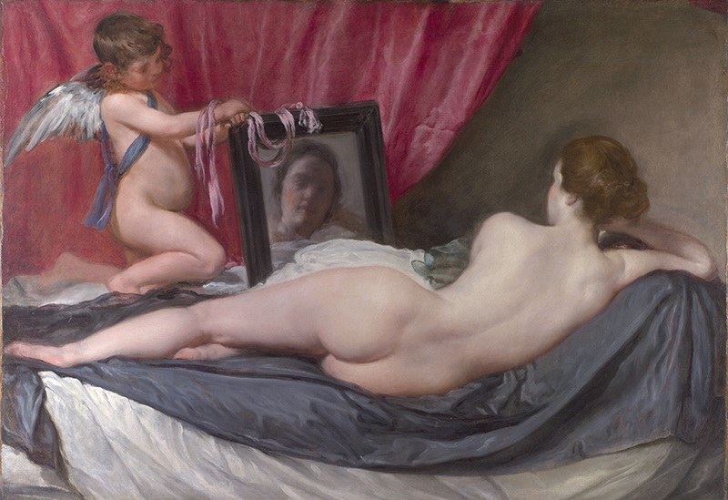A021004《镜前的维纳斯》 西班牙画家委拉斯凯兹高清作品 油画-第1张