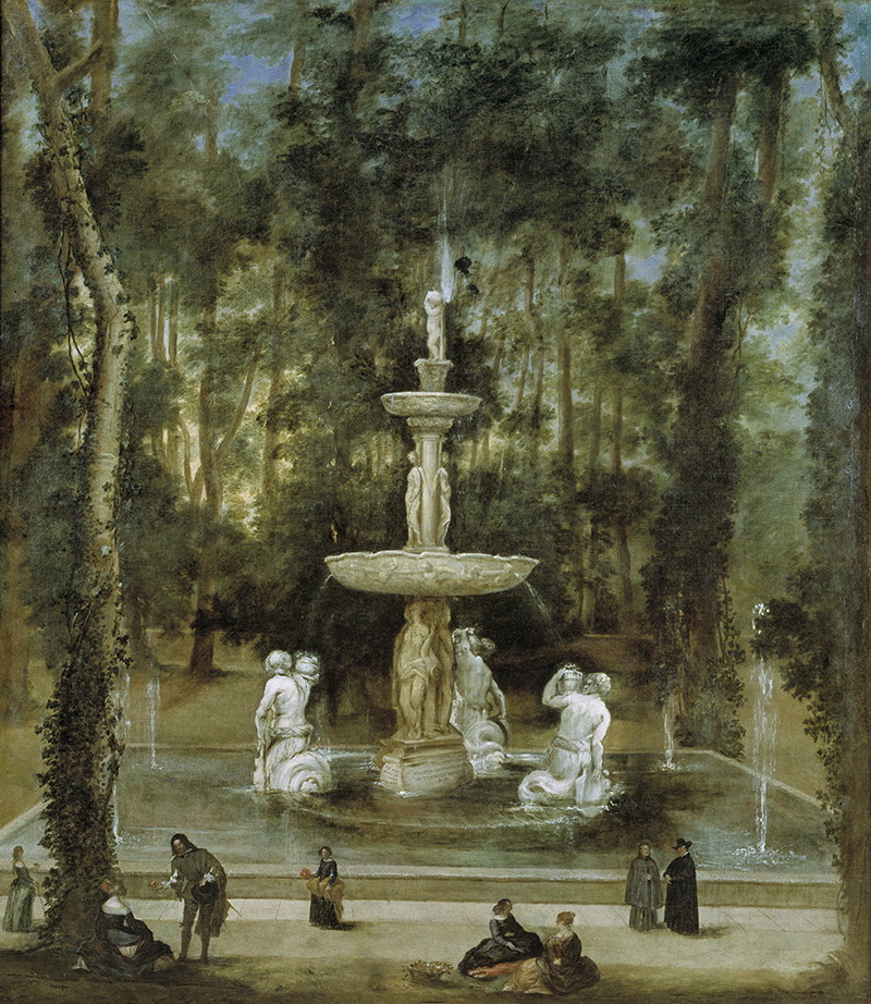A021030《花园岛的海神喷泉》西班牙画家委拉斯凯兹高清作品 油画-第1张