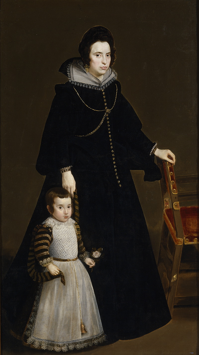 A021071《多娜·安东尼娅·德·佩纳里埃塔·盖尔多斯和她的儿子路易斯》西班牙画家委拉斯凯兹高清作品 油画-第1张