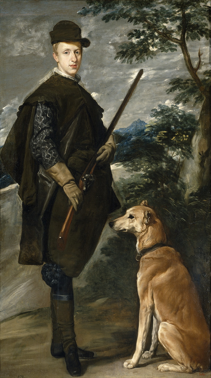 A021072《奥地利费迪南德红衣主教带着枪和狗的画像》西班牙画家委拉斯凯兹高清作品 油画-第1张