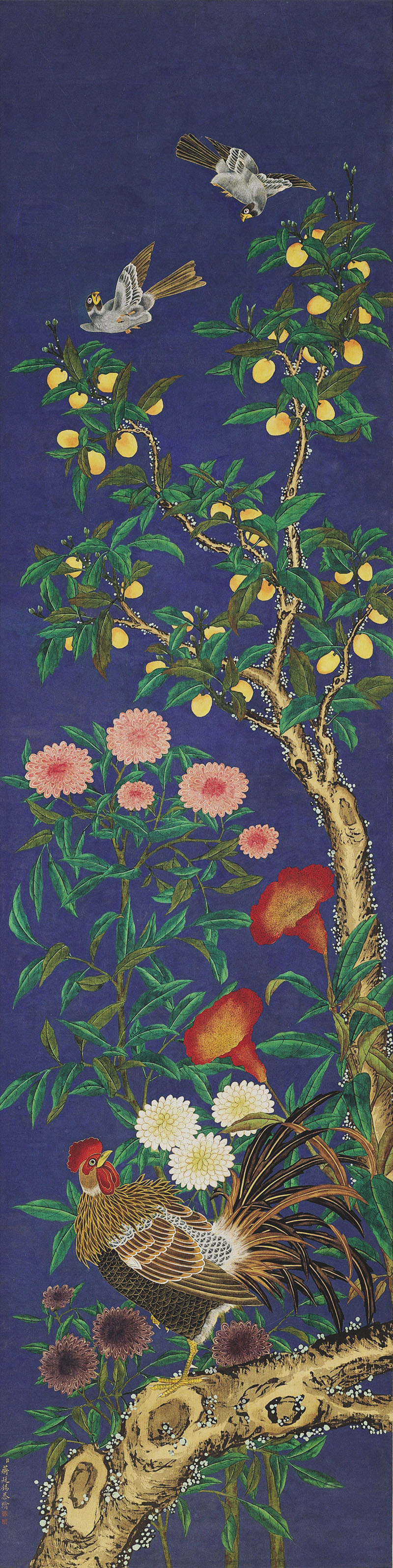 B2042004《花鸟画四条屏之四》清代画家蒋廷锡(传）高清作品 清代-第1张